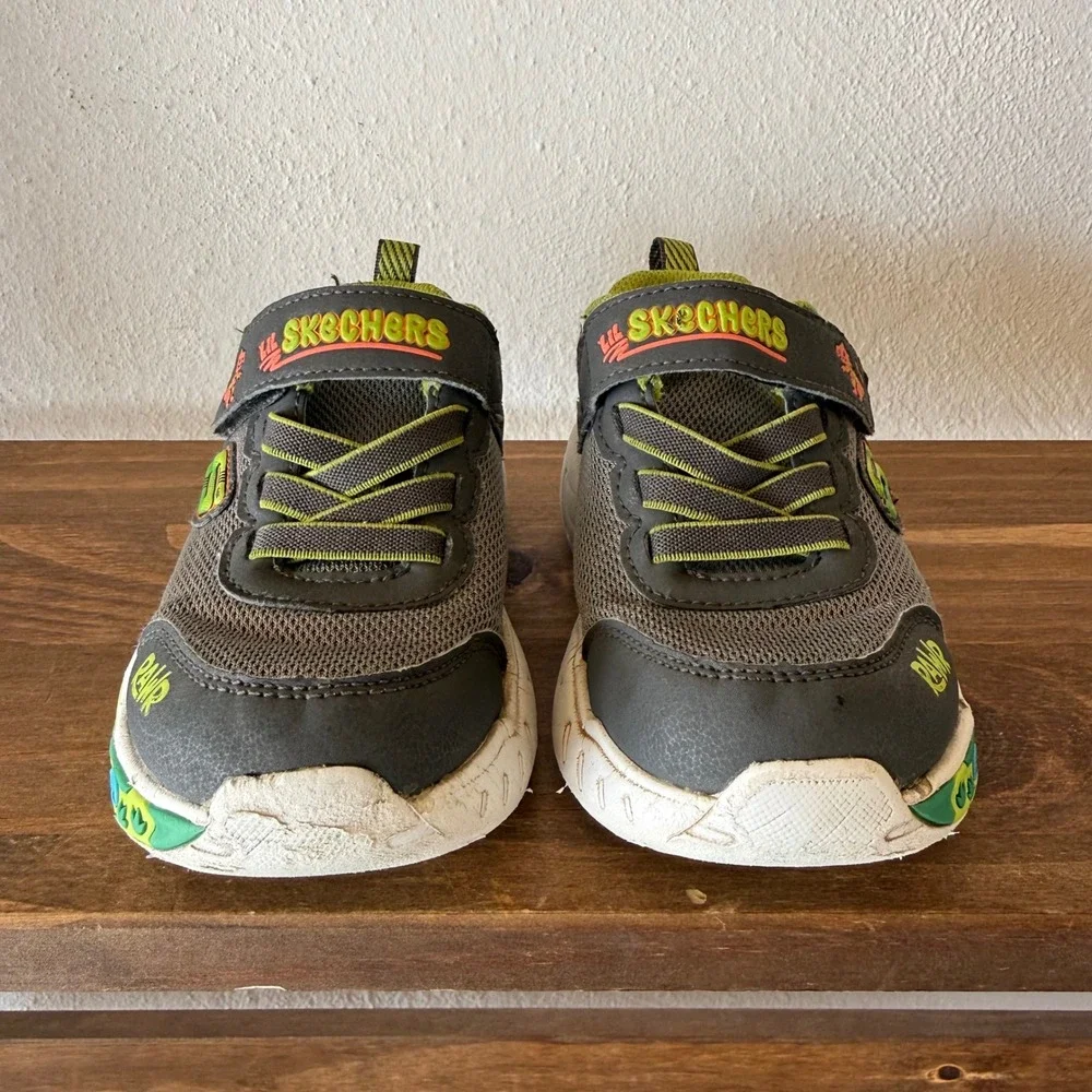 Lot of 2 Skechers Toddler Boys Size 10 S-Lights Light-Up & Dino Rawr Sneakers